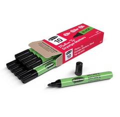 Show-me Box of 10 Medium Tip Slim Barrel Drywipe Markers in Black