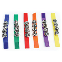 WRIST AND ANKLE BELLS HOOK AND LOOP STRAP, SET OF 6