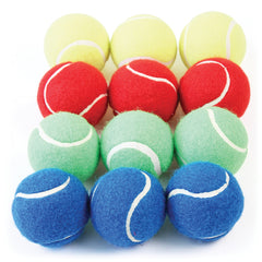 COLOURED TENNIS STYLE BALL MIXED, SET OF 12