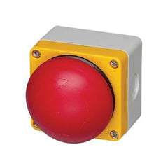 Tilgear Stopguardz Emergency Stop button, 70mm safety switch with D&T safety-first aid design, shown in a close-up view.