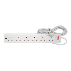 Mercury 6 gang extension lead with surge protection - 2m