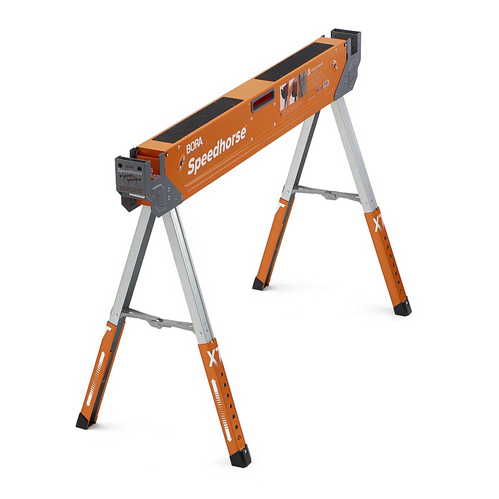 Bora Adjustable Speedhorse XT D&T workholding clamp by Tilgear, showing its adjustable arm and sturdy build for metalworking.