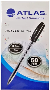 Black HOSHAN PAN GULF LLC Atlas ball pen with 0.7mm fine tip, shown with a sleek design and ink tip visible.