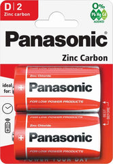 Batteries, Zinc Carbon, D Size, 1.5V (Pack 2)