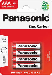 Batteries, Zinc Carbon, AAA Size, 15V (Pack 4)