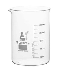LabGlass®Beaker Low form, with spout made of borosilicate glass, graduated, 3000ml. (Each)