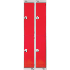 Locker 2X2Dr Key Lock-Red Doors