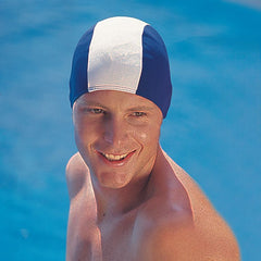 POLYESTER SWIMMING CAP BLUE-WHITE