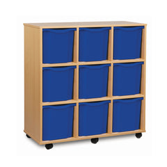 Monarch 9 quad tray storage unit (3 x 3) - Blue
