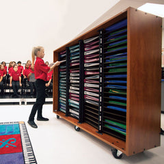 Wenger mobile choral folio cabinet without doors – 112 shelves
