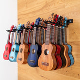 Ukulele wall hanger for up to 25 ukuleles – Black