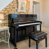 Kawai K-200 upright piano – Polished Ebony, Silver Fittings