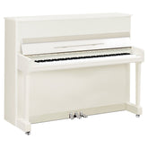 Yamaha P116 Upright Piano – Polished White with Chrome Fittings
