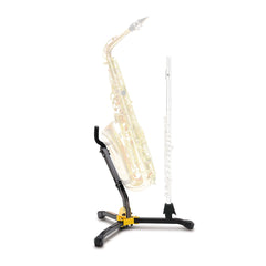 Hercules alto and tenor saxophone stand with flute and clarinet peg