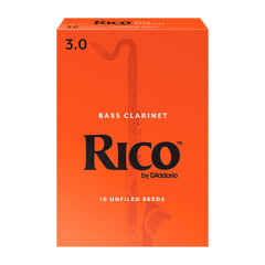 Rico box of 10 Bb bass clarinet reeds – 3.0 (box of 10)
