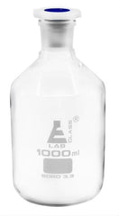 Clear Glass Reagent Bottle with Plastic Stopper - 1000mL x 6pcs
