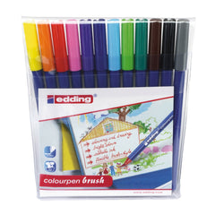 Colourpen Brush Fibre Asst-Col Pk12