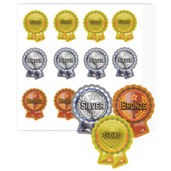 W-Rosette Sticker-Gold-Silver-Brnz
