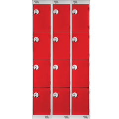 Locker 4Dr-3Nest K-Lock-Red Doors