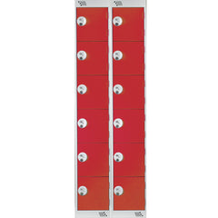 Locker 6Dr-2Nest K-Lock-Red Doors