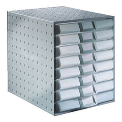 8 Drawer Tower-Label Holders Grey