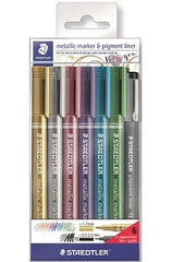 Staedtler, Mettalic marker 6col+ 1 pigment liner