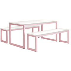 Colourful Dining Table & 2 Benches Set