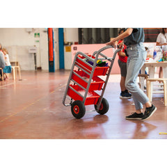 Silver Cart 3 Deep Tray Flame Red