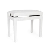 Hidrau BG27 \'Toledo\' adjustable piano stool - White gloss, white simulated leather