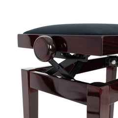 Hidrau BG27 \'Toledo\' adjustable piano stool - Mahogany gloss, black velvet