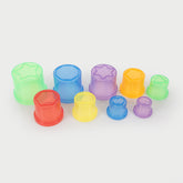 TRANSLUCENT COLOUR STACKING CUPS, PK9