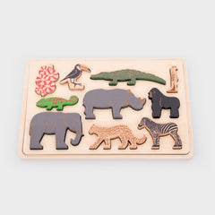 WOODEN SAFARI ANIMALS, PK10