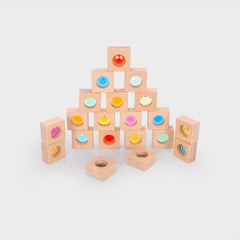 WOODEN KALEIDOSCOPE BLOCKS, PK20