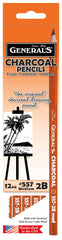 PENCILS CHARCOAL GENERALS 2B BLACK PACK OF 12