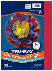 CONST PPR 9X12 HOLIDAY RED TRURAY 50 SHTS