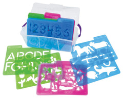 STENCIL PLASTIC WITH STORAGE BOX SET OF 24