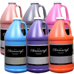 PAINT ACRYLIC STUDENTS CHROMACRYL HALF GALLONS ASST SECONDARY COLORS SET OF 6