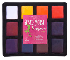 PAINT TEMPERA CAKES SEMI-MOIST RICHESON ASSORTED TRAY SET OF 12