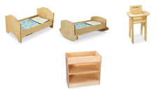 QS KIT - DOLL BED STACKING-CRADLE-HIGH CHAIR-CHANGING TABLE- 2 MATTRESS 2 PILLOW 2 BLANKET - SET OF 10