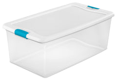 BOX STORAGE W/LATCHES 106 QT CLEAR EA
