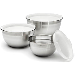 BOWL - CUISINART STAINLESS STEEL MIXING BOWLS WITH LIDS - SET OF 3 BOWLS - EACH