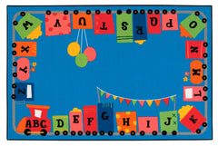 CARPETS FOR KIDS - KIDSVALUE ALPHA FUN TRAIN - RECTANGLE - 4 FT X 6 FT - SPECIFY CARPET COLOR
