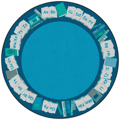 CHILDCRAFT - CARPETS - ALPHABET BOOK BORDER - ROUND - 8 FT DIA - SPECIFY COLOR