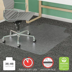 CHAIR MAT - SUPERMAT RECTANGLE CHAIR MAT FOR CARPETED FLOORS - LIPPED - MICROPEL ANTIMICROBIAL - SRAIGHT EDGE - 36 W X 48 D IN - CLEAR COLOR