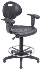 NATIONAL PUBLIC SEATING KANGAROO STOOL WITH ARMS - 26 X 17 X 38 TO 48 IN - BLACK