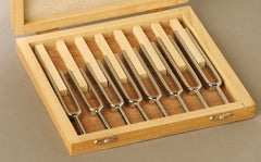 TUNING FORK - STEEL W/WOODEN BOX - SET OF 8