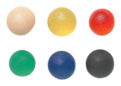 CANDO GEL SQUEEZE BALL - STANDARD CIRCULAR - TAN-YELLOW-RED-GREEN-BLUE-BLACK - SET OF 6