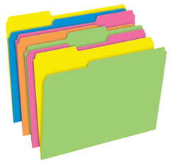 FILE FOLDER NEON TWISTED LETTER 1/3 CUT SET OF 24