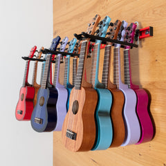 Ukulele wall hanger for up to 15 ukuleles - Red