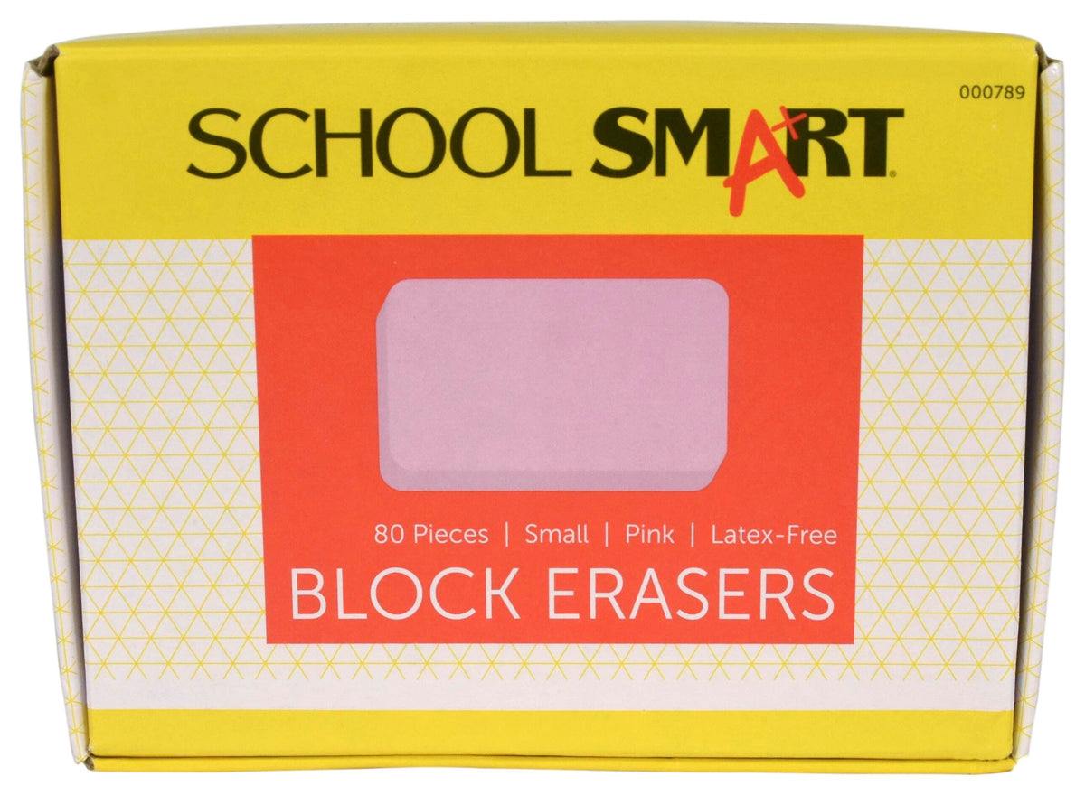 ERASER PINK BLOCK SMALL SCHOOL SMART PACK OF 80